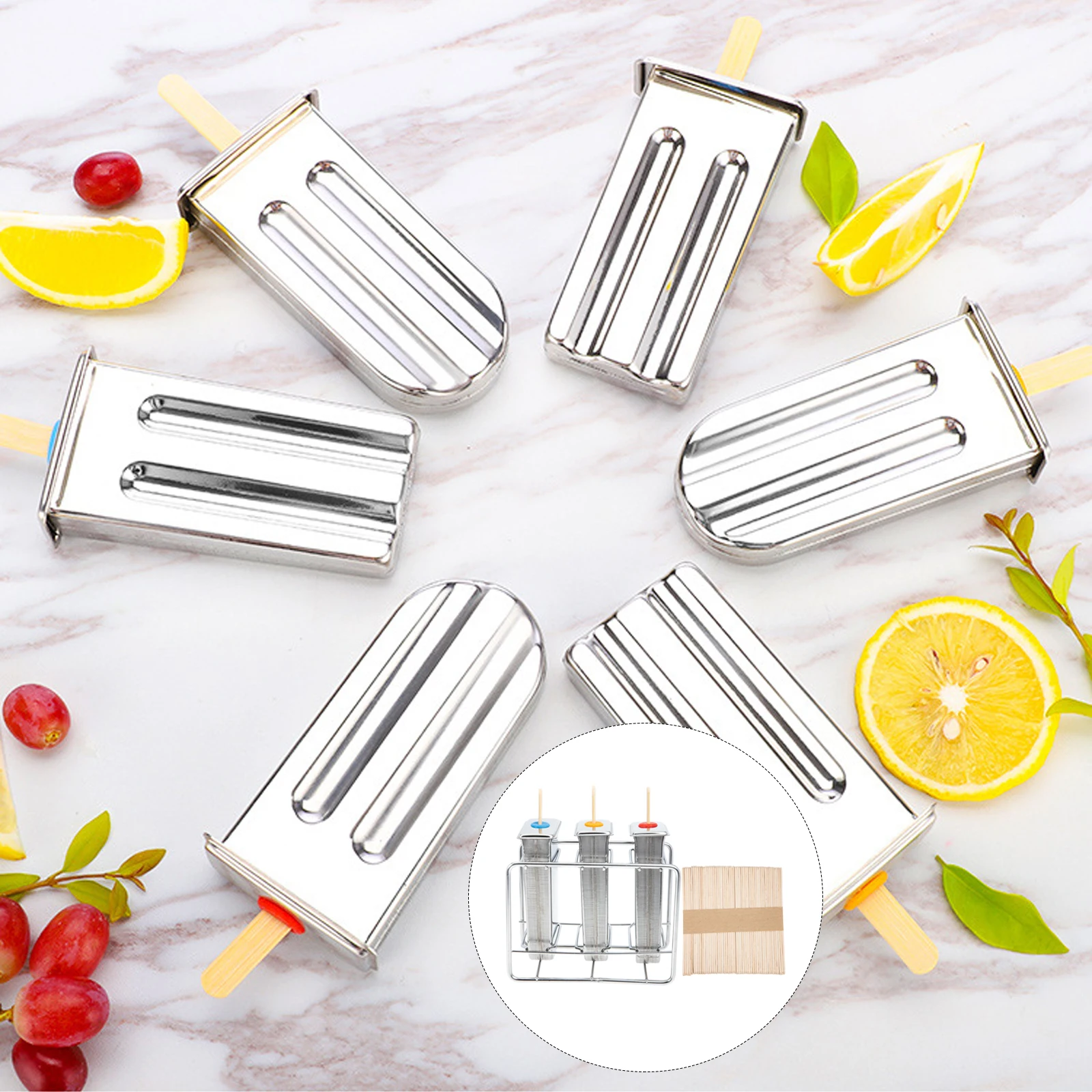 

1 set Stainless Steel Ice Cream Mold Holder Diy Homemade Summer Treat Maker Household Ice Molds