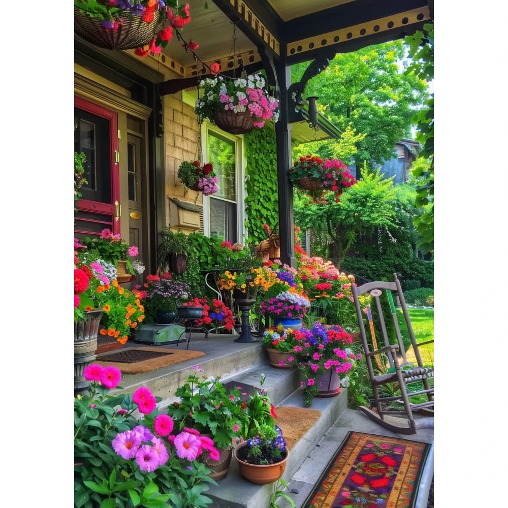 

500/1000/1200/2000 PCS Jigsaw Puzzles Fresh Flowers at the Door Scenery Family Activity Game for Gameroom Bedroom Home Decor