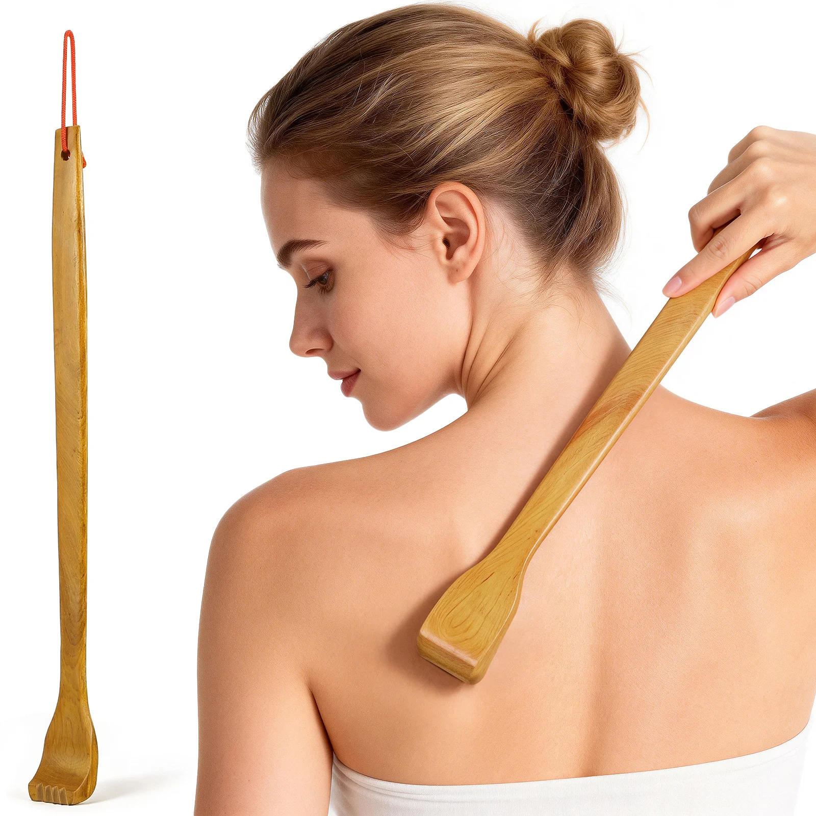 Wooden Back Scratcher Massager Rustproof Body Scratching Stick For Travel Storage Hook Shoulder Scraper