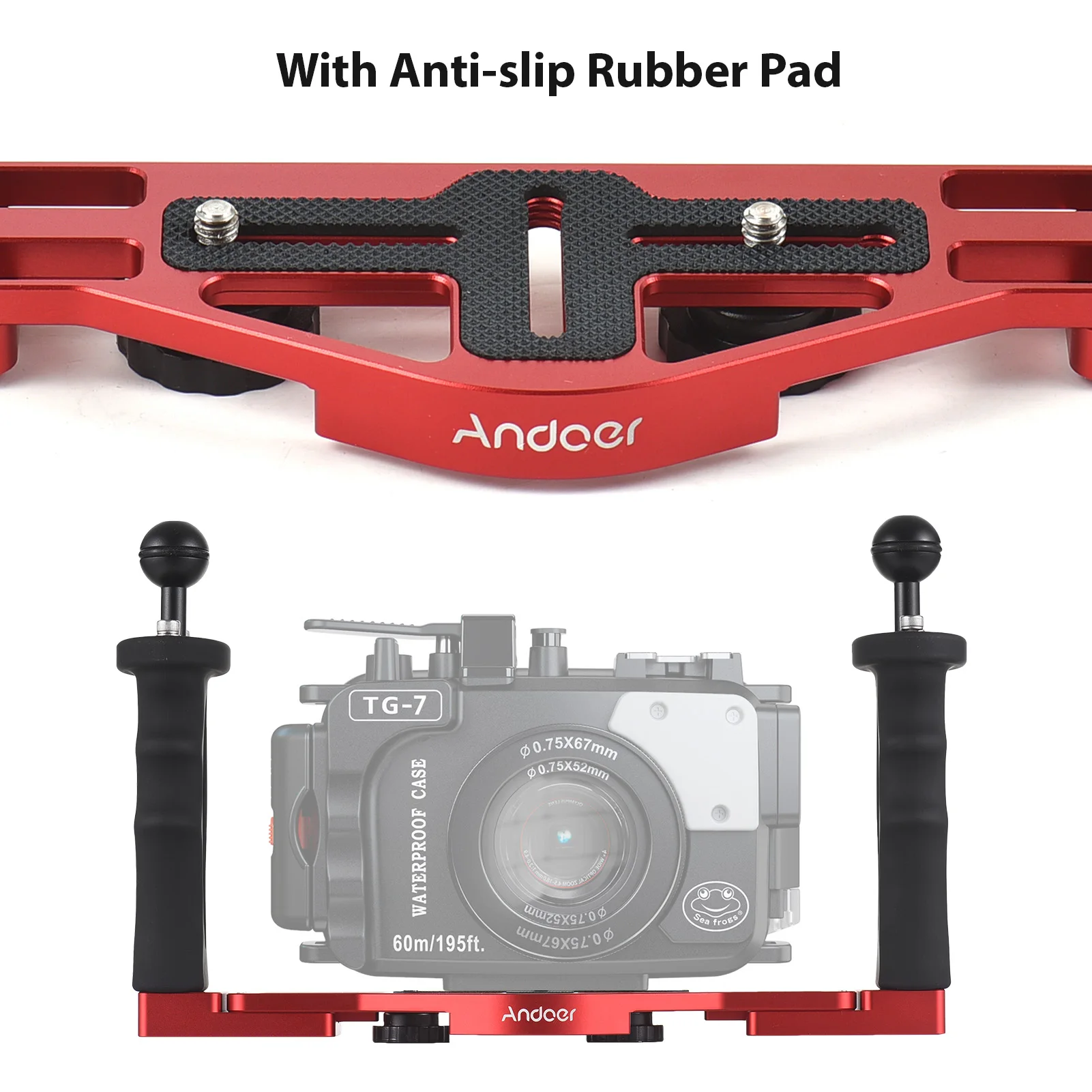 Dual Handle Camera Diving Rig Handheld Waterproof Underwater Tray Stabilizer Housing Bracket for GoPro Canon Sony Nikon DSLR