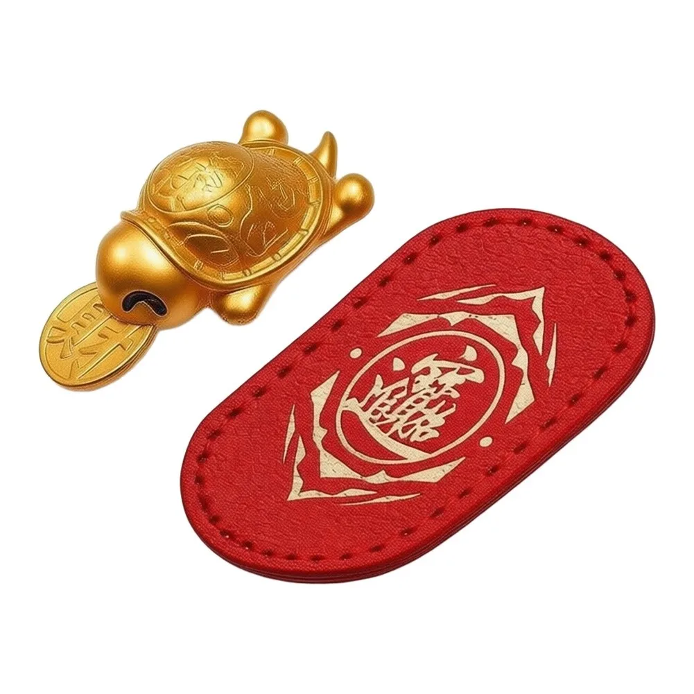 Alloy Fortunate Turtle Charm Gold Finish Holding Coin for Wallet Purse Bag Zipper Accent Desk Display 2.4cm Red Green Orange
