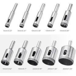 10pcs Diamond Coated Hss Drill Bit Set Tile Marble Glass Ceramic Hole Saw Drilling Bits For Power Tools 6mm-32mm (0.23-1.26in)