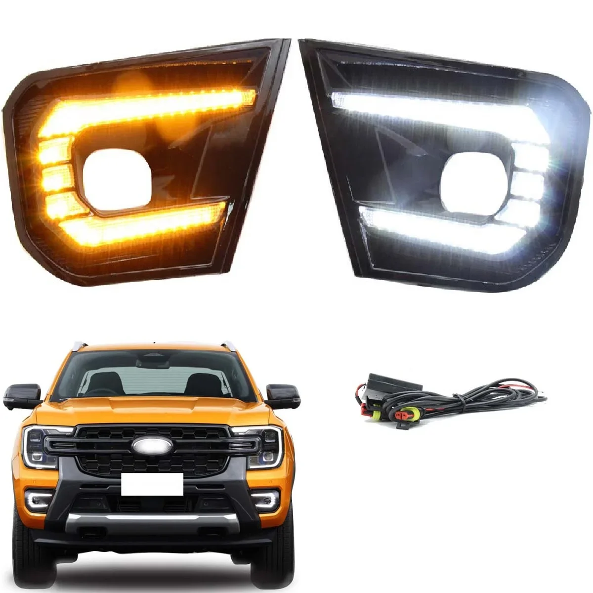 

1Pair of Led Front Bumper Fog Lights Foglight Turn Signal for Ford RANGER 2022 2023 High Configuration Car Replacement Parts