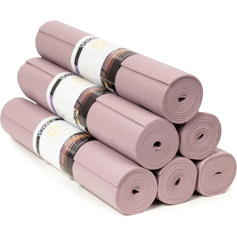 

Sunshine Yoga Voyage Yoga Mat 6 Pack 72 x 24 Professional Studio and Gym Bulk Yoga Mats 5mm Thick Durable Anti-Tear Non Slip Fi