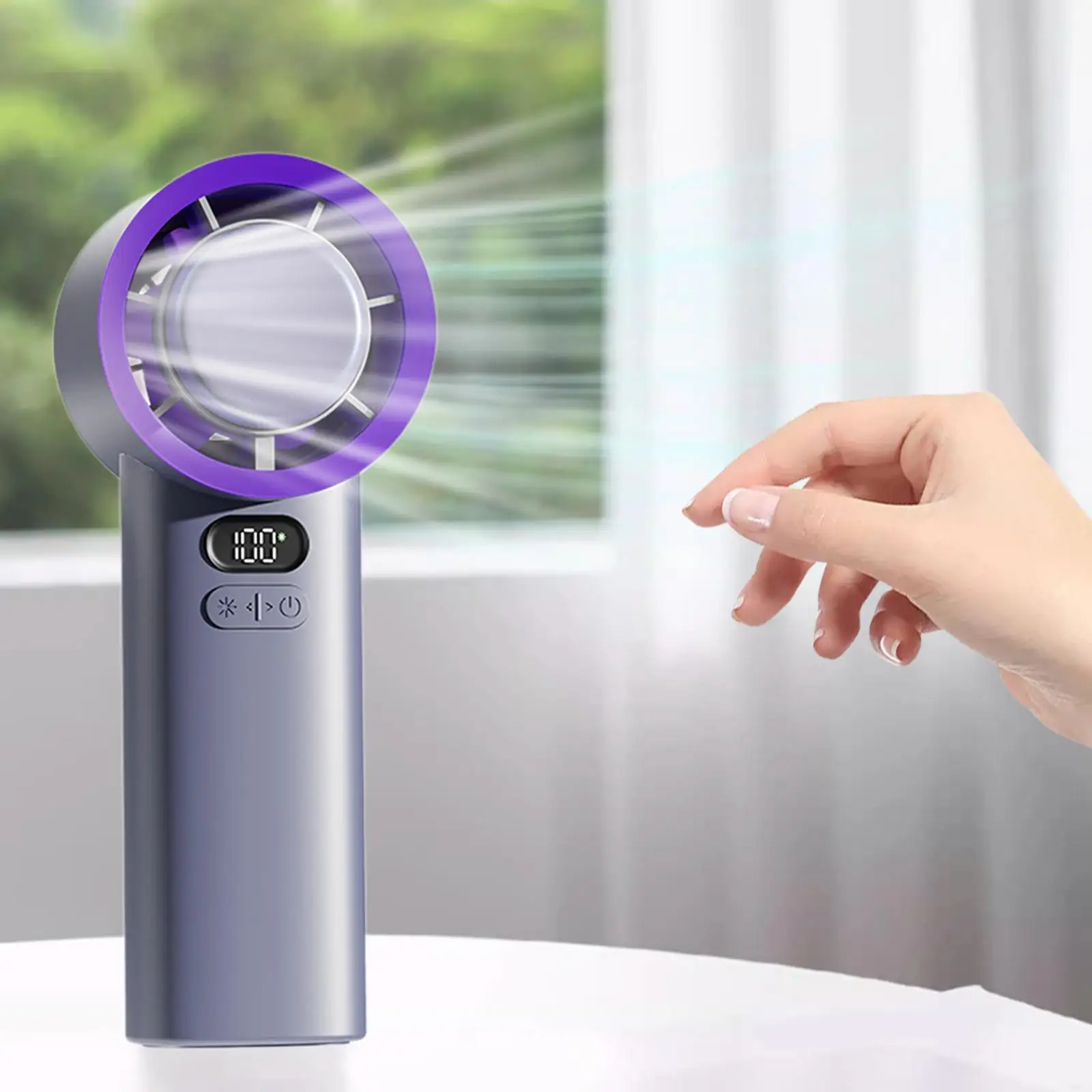 Handheld Fan USB Rechargeable Mini Portable Fan Digital Display 100 Speeds