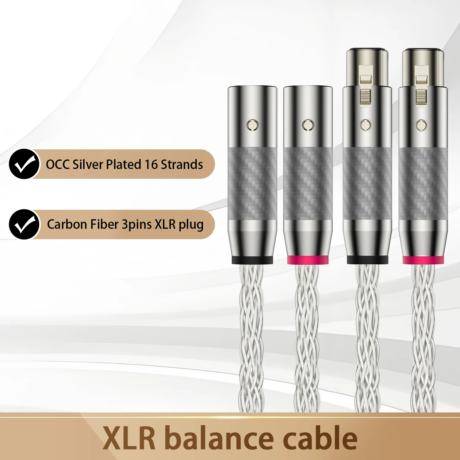 

1Pair OCC Silver plated XLR Audio cable Balance cable XLR Cable Male to Female M/F Audio Cable 8AG Twist Cable