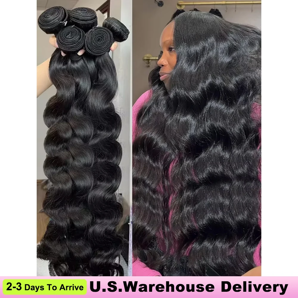 Rambut Manusia Body Wave 40 Inch, Bundel Rambut Virgin Remy Brasil 16A, 3 4 5 Pcs, 100% Rambut Mentah Tanpa Proses, Ekstensi Rambut