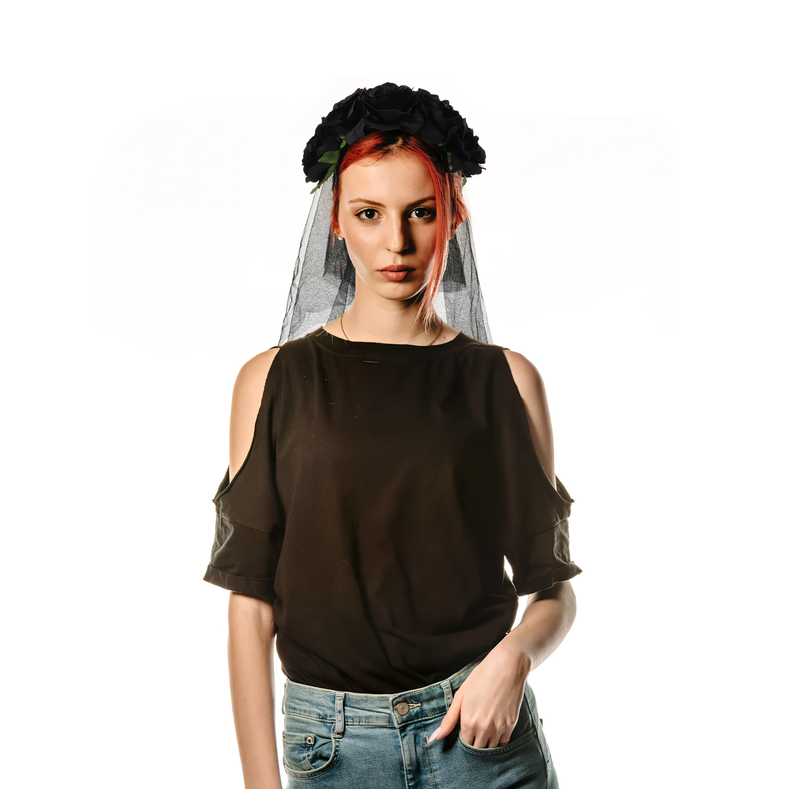 

Halloween Veil Women Bridal Hair Accessories Lightweight Yarn Rose Design Decor Carnival Festival Party Makeup Veil