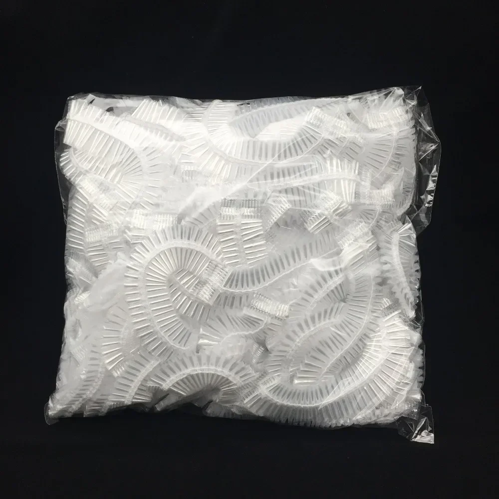 Haarfärbe-Einweg-Duschhauben 100 Stück/Set, wasserdichte Kopfbedeckung aus Kunststoff, rosa, für Spa, Salon, Hotel, Damen, elastische Haarkappe, Badezimmer – Detail 12
