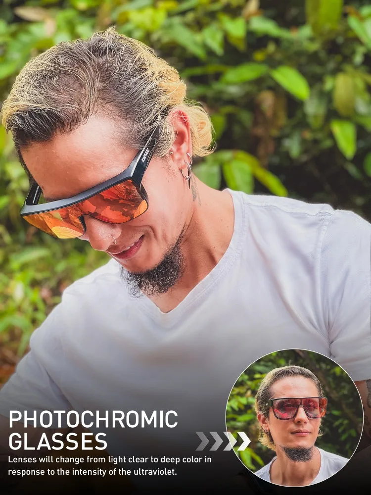 KAPVOE Übergroße photochrome überlappende Sonnenbrille UV400-Schutz Damen Herren TR90 Rahmen Radfahren Fahren Golf Outdoor-Sportarten