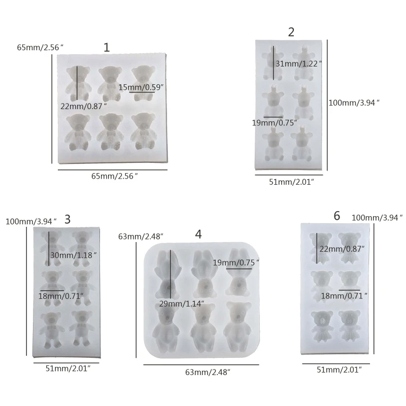 Stampi per fondente in silicone per orsi per decorare biscotti Stampi per candele per orsi per realizzare candele Stampi per