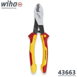 WIHA 43663 1000V VDE 210mm Insulated Cable Cutter Electrical Wire Cutting Pliers for Cutting of Copper and Aluminium Cables