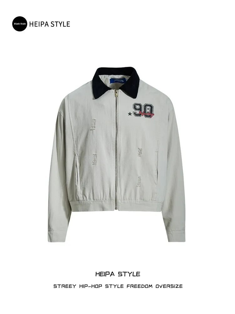 

Casual Detroit Hole Jaet Men's Women's ort Wide Cleanfit Pilot Coat American Sle Loose Fit Polyester Cotton Blend