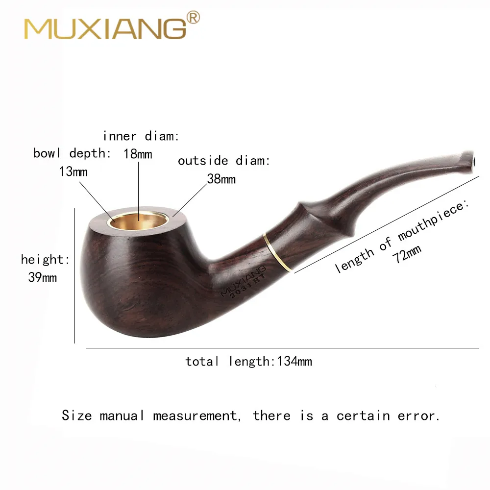 Advanced Ebony Tobacco Pipe ，For cigarettes and tobacco ，Handmade Smoking wood pipe with copper pot ，with 1set smoking accessory