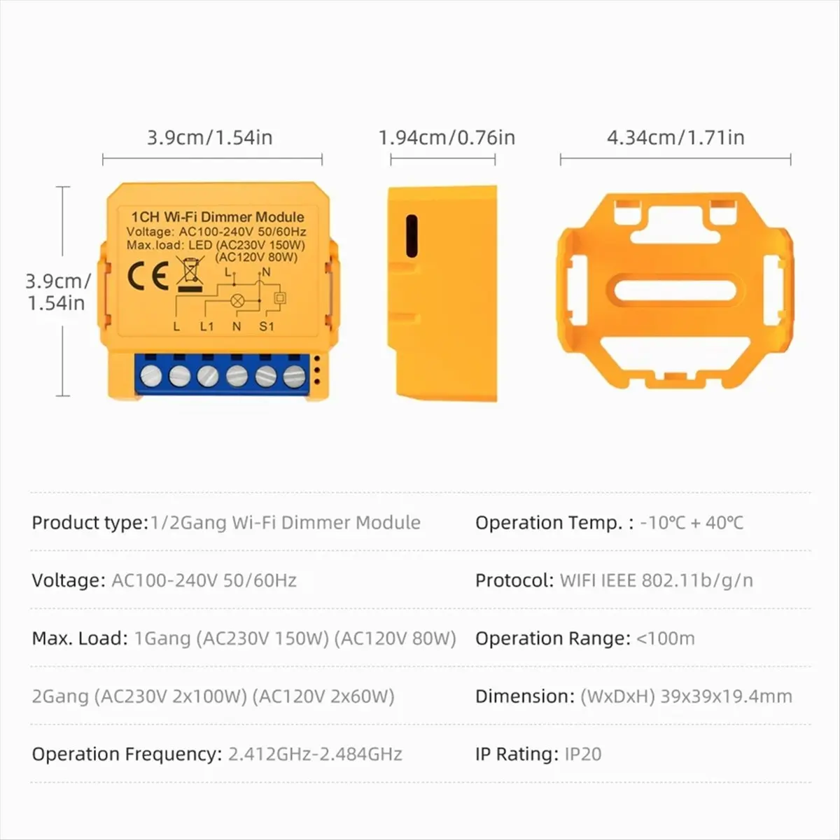 A40I Tuya WiFi Smart Dimmer Switch Module 1CH Control LED Lights Dimmable Switch Stepless Dimming+Voice Control