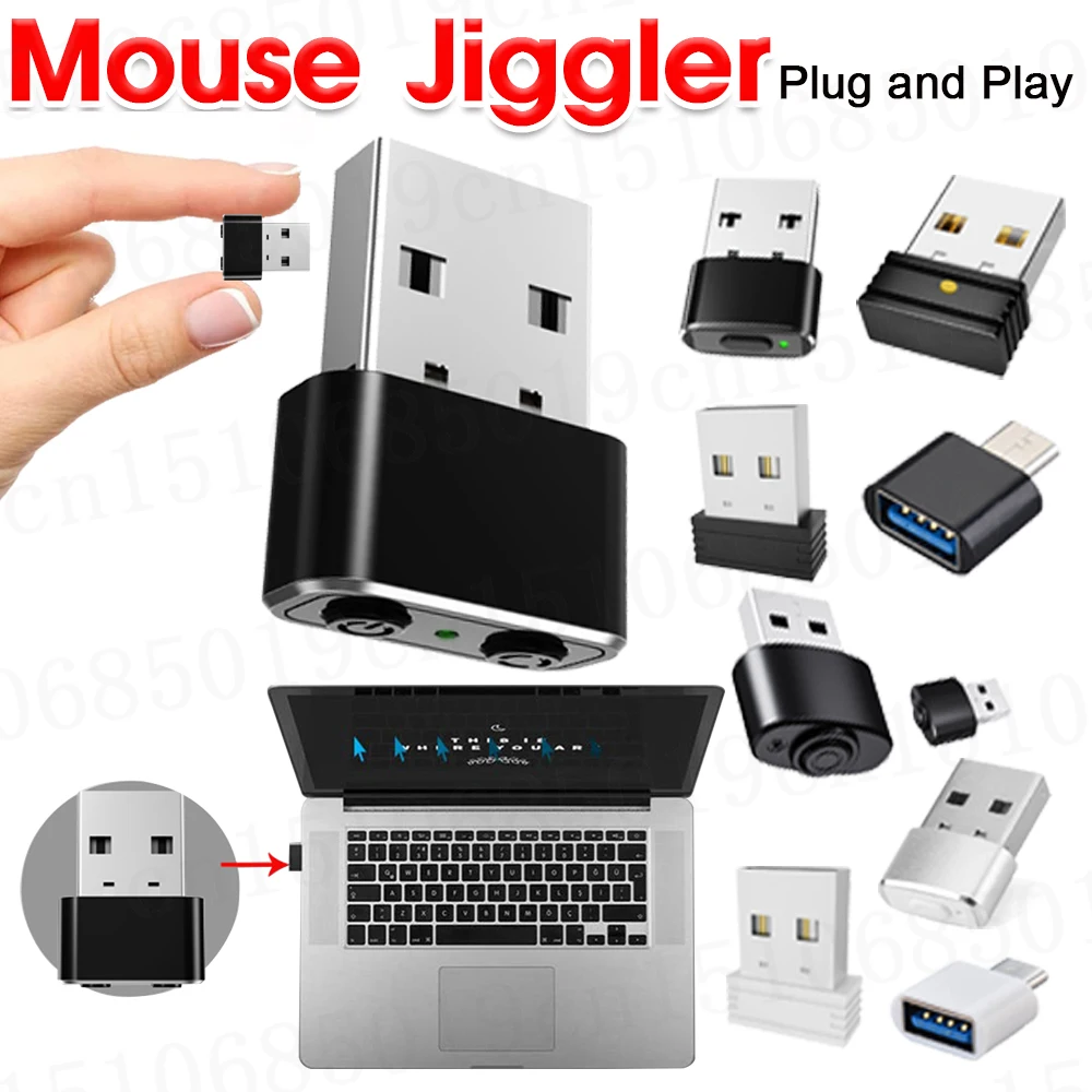 Mini Automatic Mouse Jiggler Mover ON/Off Button USB Automatic Move Cursor Undetectable Plug and Play Keeps Awake for Computer