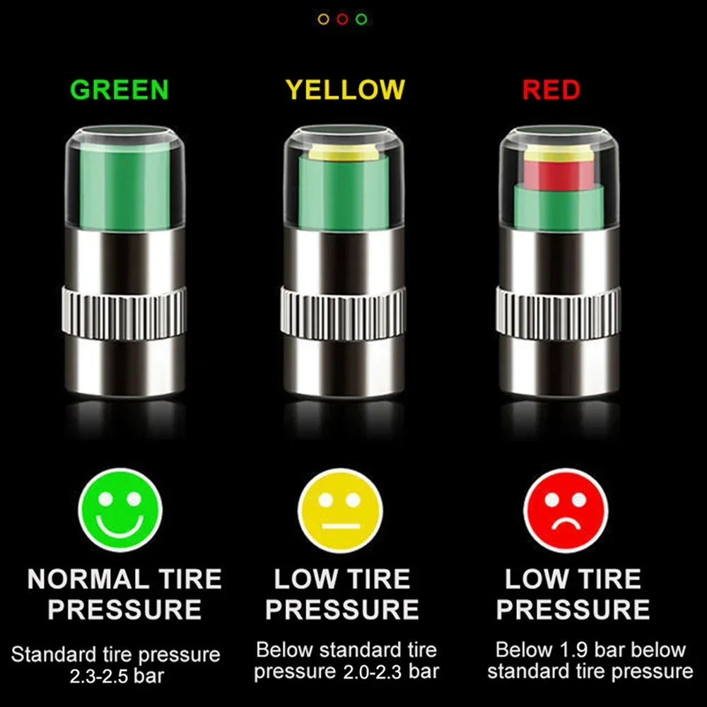 Car Tire Pressure Monitor Low Tire Pressure Warning Indicator Waterproof Anti-dust Valve Cap Sensor Tyre Valve Detection Tools