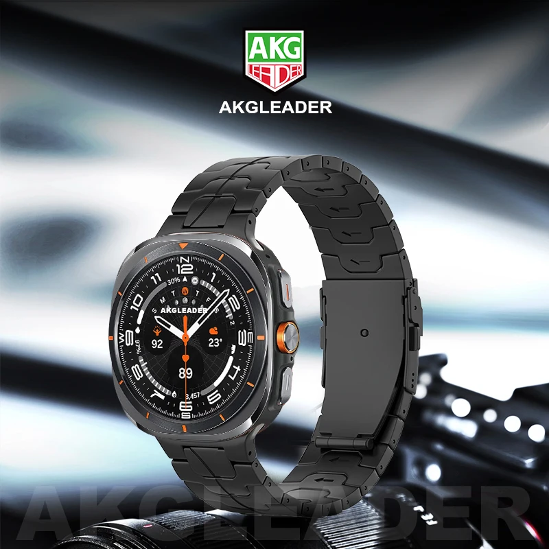 

AKGLEADER No gaps Iron man Titanium Strap for Samsung Galaxy Watch 7 Ultra Bracelet One Click Attachment watch7ultra 47mm Band