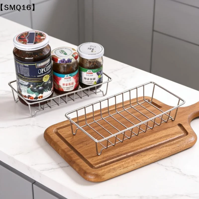 1PC Stainless Steel Bathroom Storage Rack Space Saving Waterproof Multipurpose Kitchen Spice Organizer Tray Accessories【SMQ】