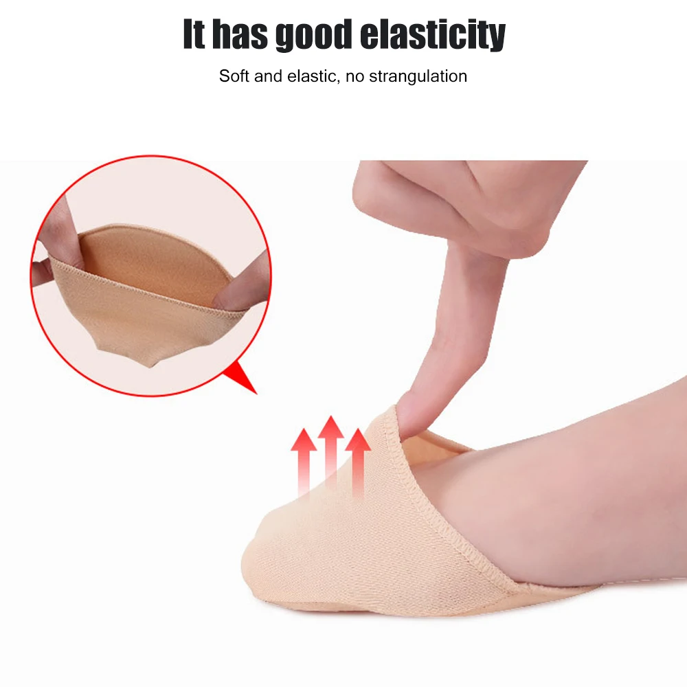 1 Pair Foot Care Women\'s Invisible Toe Cover with Padding Toe Topper Liner Socks Non-Skid Bottom for High Heels