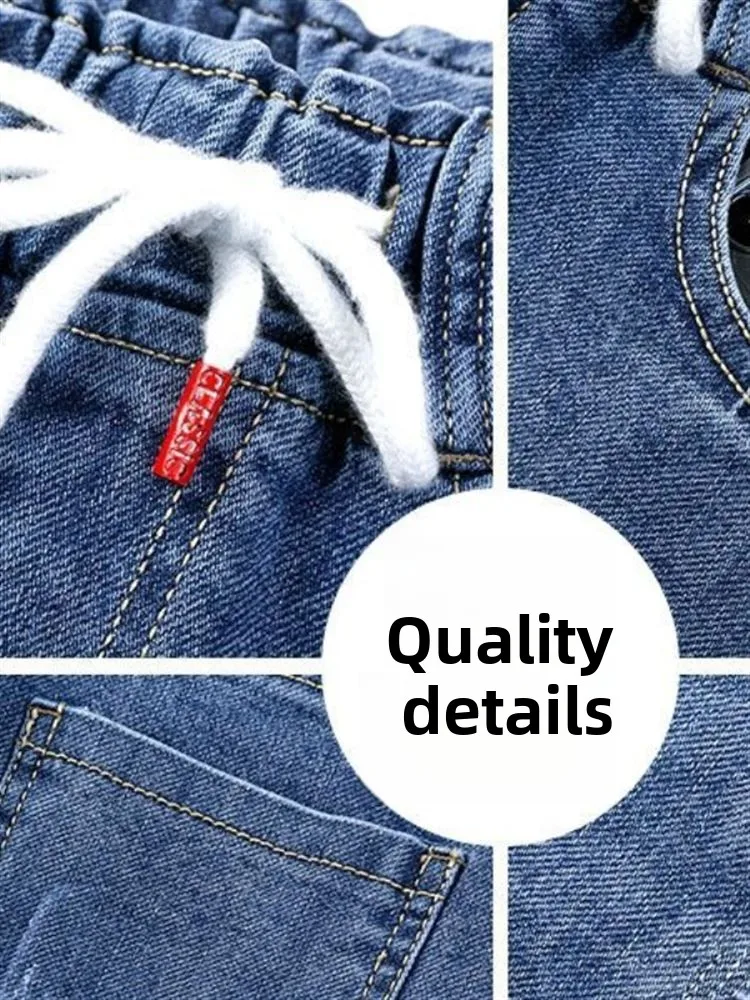 Faionable High-Waist Women's Stretchy Straight-Leg Jeans Dad Pants Spring Autumn New Sle Slimming Harlan Trousers
