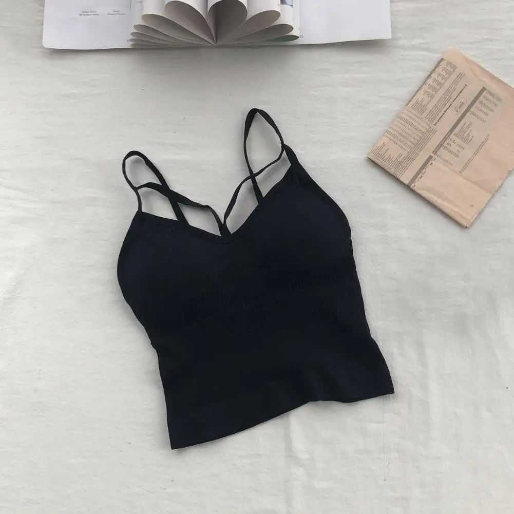 

Lady Underwear Slim Fit Women's Seamless Padded Vest Backless Elastic Camis Tank Top for Summer Ideal Inner/outer Wear Bra Sport