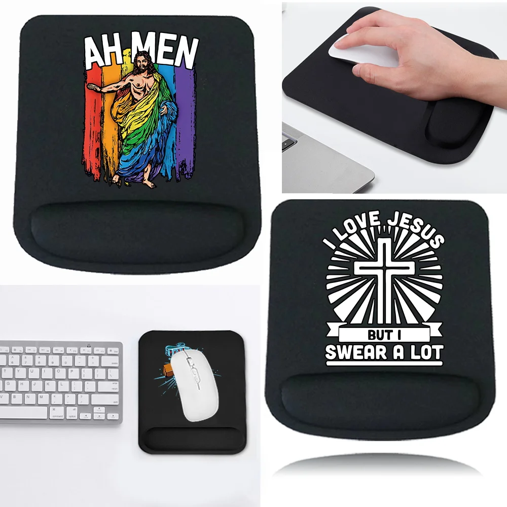 Wrist Guard Mouse Pad Relieves Hand Fatigue Jesus Series Supports The Wrist Soft Non Slip Mice Mat for Laptop Computer