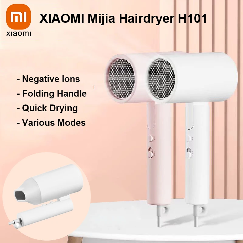 

XIAOMI Mijia фен H101 складная ручка отрицательные ионы защита волос фен быстросохнущий портативный вентилятор для дома/путешествий