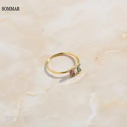 SOMMAR aliexpress Gold Plated size 6 7 8 women women's rings Purple blue zircon ring men ring Women jewelry