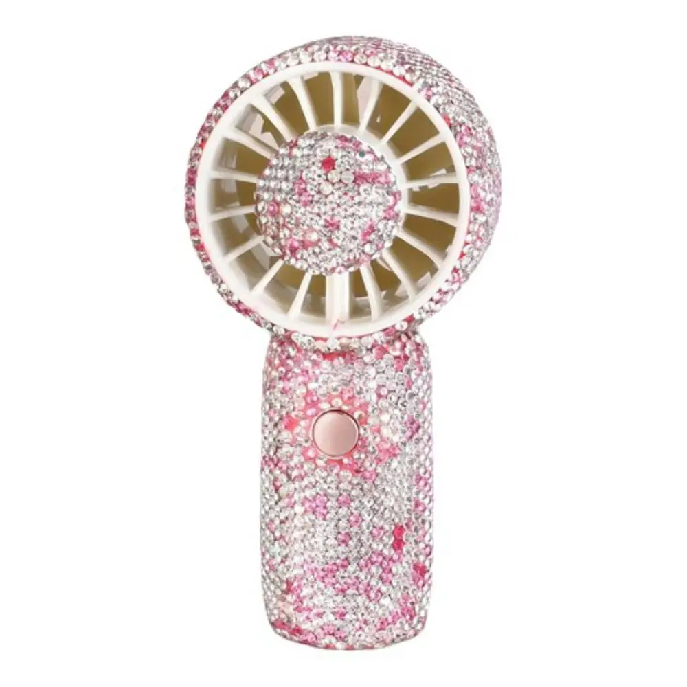 Sparkling Rhinestone Handheld Fan Long-Lasting Strong Wind Mini Cooling Fan Quiet Operation Exquisite Portable Hand Fan
