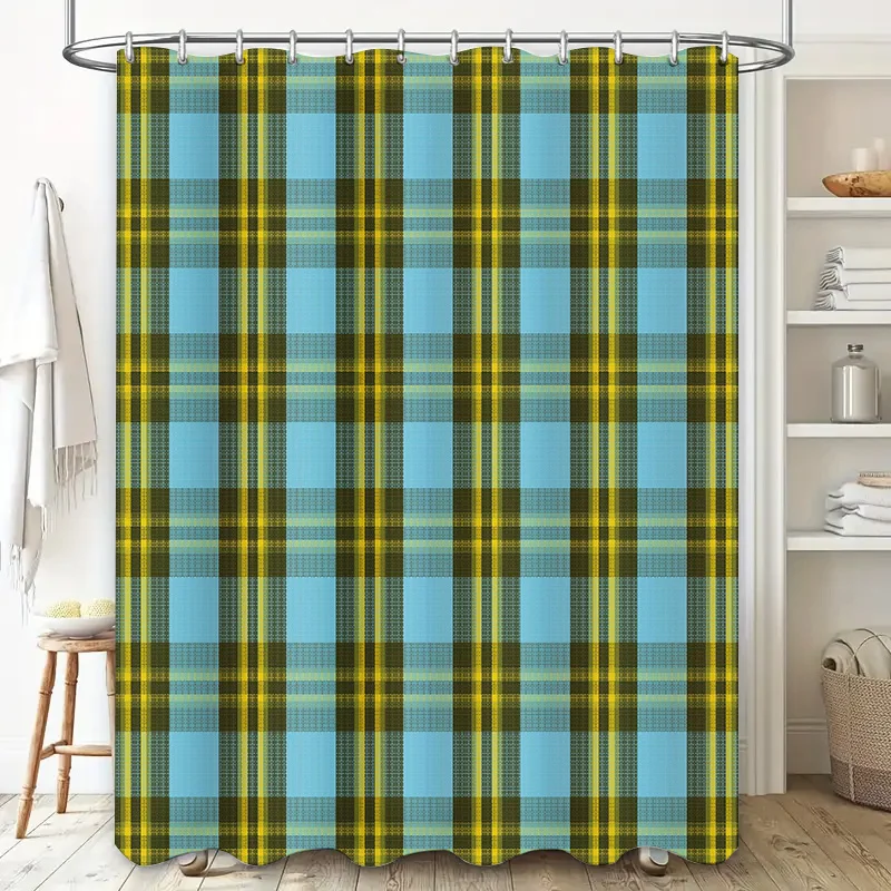 Modern Plaid Shower Curtain Waterproof Bath Decoration Privacy Decorative Rod Pocket White Purple Yellow Checkered Size Customiz