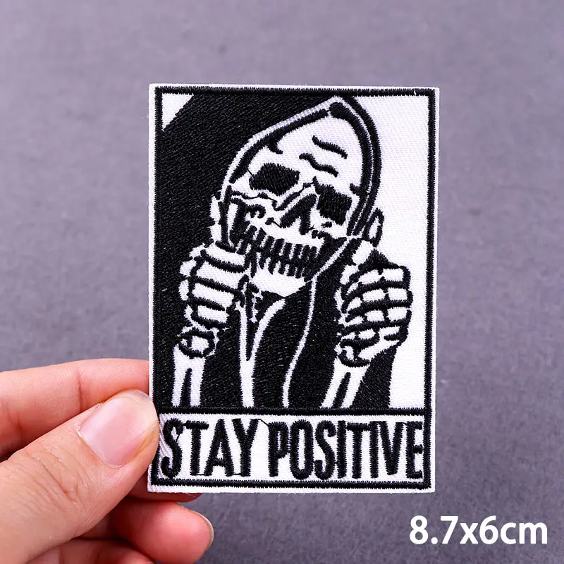 Punk Skull Patches Iron On Patches For Clothing thermoadhesive Patches On Clothes Stripes DIY Applique Ironing Stickers Badge