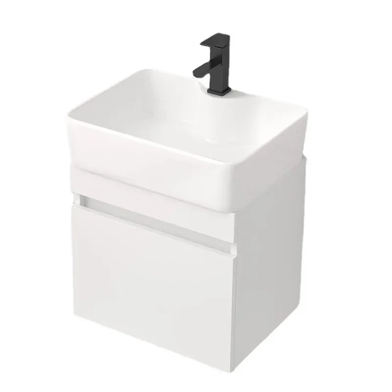 

Solid wood small bathroom cabinet combination washbasin cabinet combination narrow long white modern simple toilet washbasin