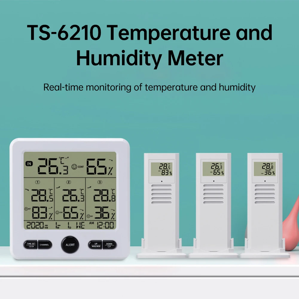 TS-6210 High-Precision Multifunctional Electronic LED Digital Thermometer and Hygrometer Wireless Indoor/Outdoor Limit Alarms view 5