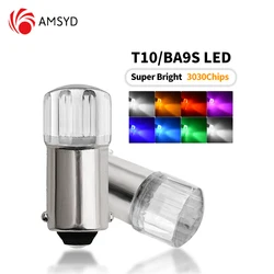 10PCS Ba9s Signal Lamp Led T4W 3030 Chip For Car Roof Lights Mirror Lights License Plate Lights 6000K White BA9s Led 12V
