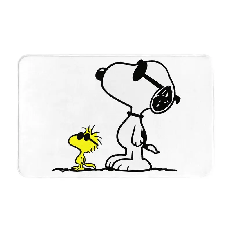 Custom Cartoon Snoopy Woodstock Animation Front Door Floor Entrance Mats Outdoor Kitchen Bathroom Doormat Balcony Carpet Rug