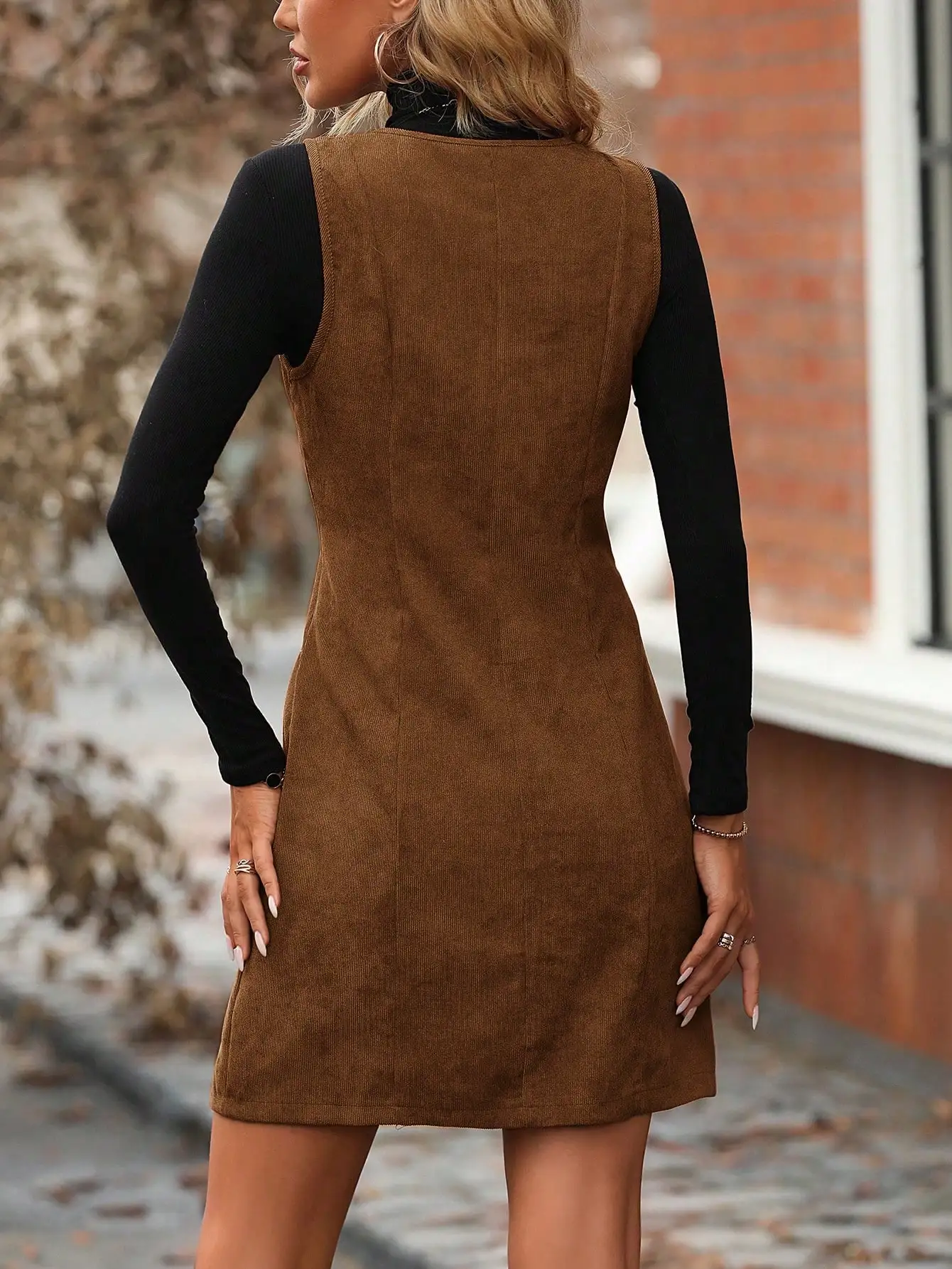 클래시 지퍼업 코듀로이 오버롤 드레스 (스웨터 제외)