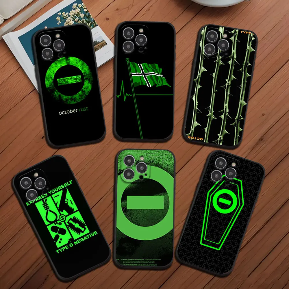 Band T-Type O Negative Phone Case for iPhone 12 11 13 14 15 16 Max Pro Plus Black Soft Silicone shell