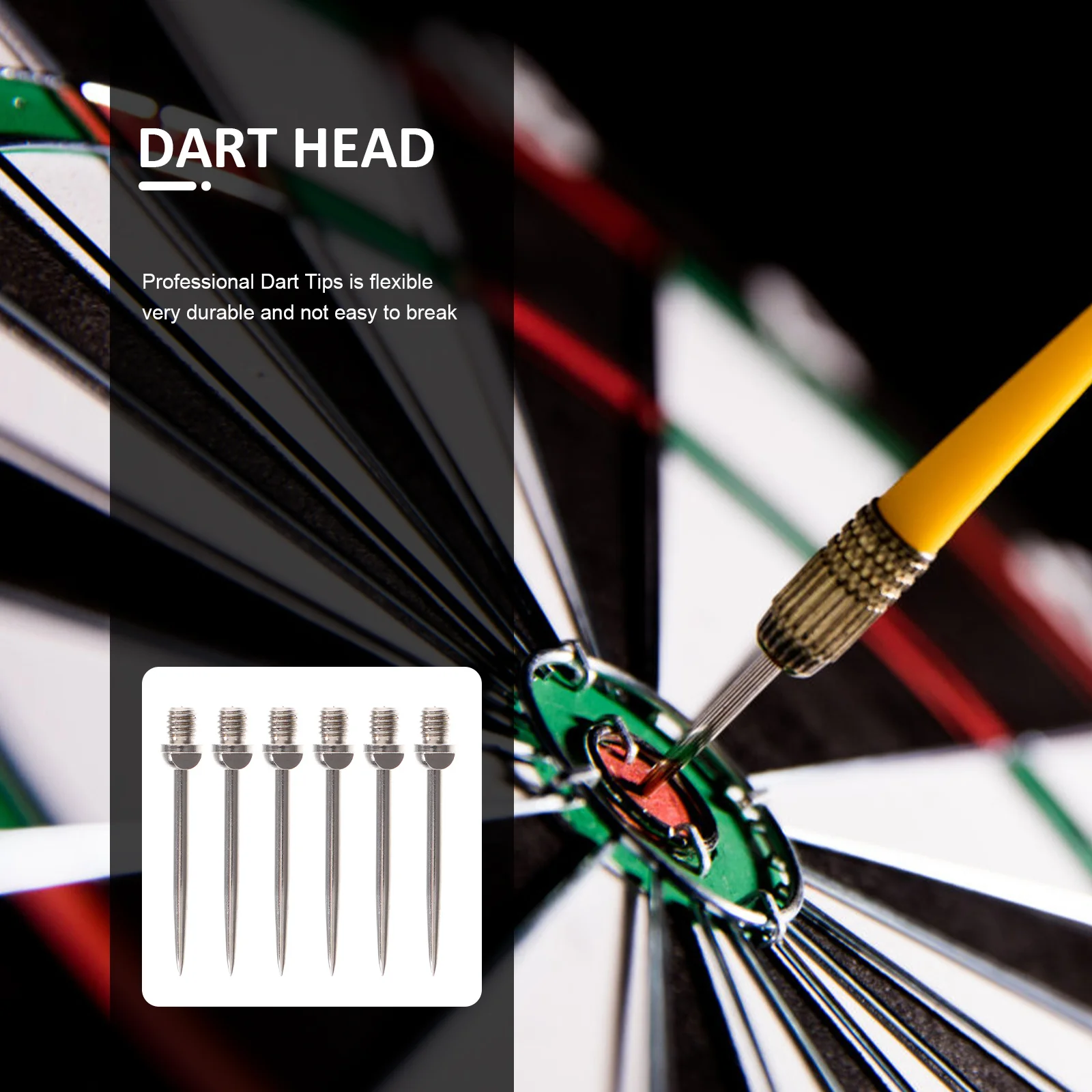 

6Pcs Dart Tips Heads Premium Wear-Resistant Replacement Points for Professional Practice Outdoor Sports Head