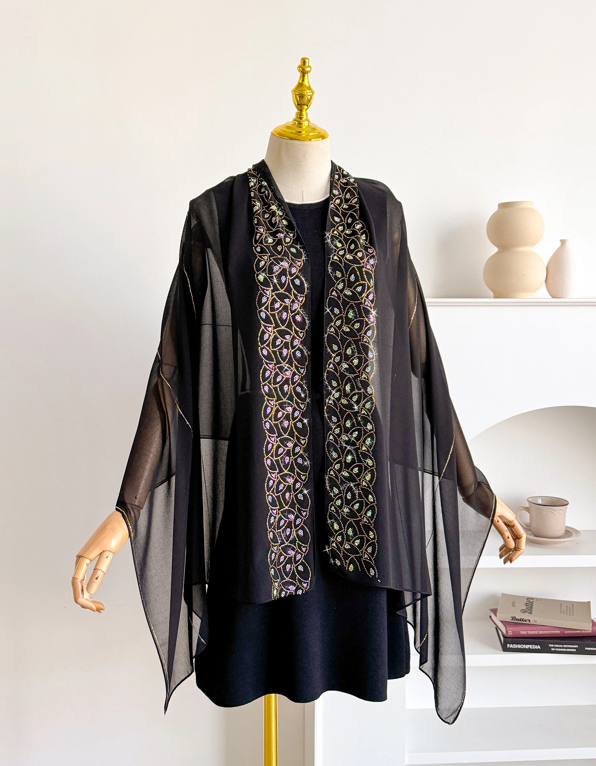 

Женский длинный шифоновый хиджаб с вышивкой, мусульманский головной убор, летняя шаль, исламский тюрбан, головной платок для женщин