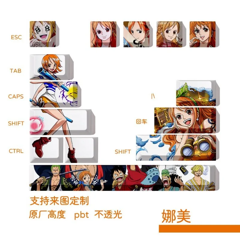 Cartoon anime One Piece luffy keycaps original factory height mechanical keyboard keys cartoon Luffy Zoro space bar ESC key DIY
