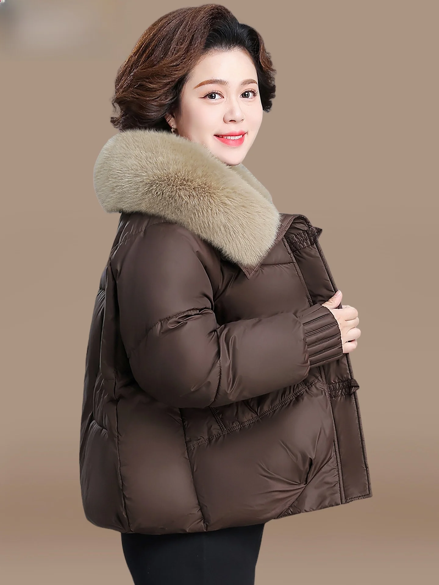 

Зимнее пальто женское, пуховик, хлопковая куртка, теплая, модная, для женщин среднего и старшего возраста, с V-образным вырезом, на молнии