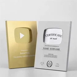 Creative Customizable Metal Medal Prizes Entertainment Games YouTubers Blogger Souvenir Gifts Sports Trophy Honor Certificate