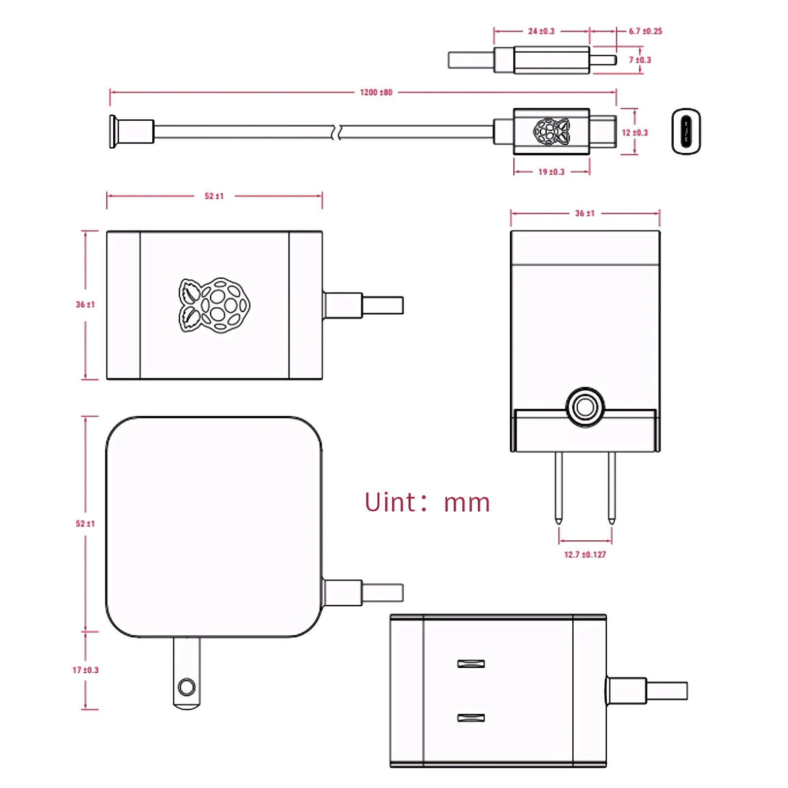 Original Raspberry Pi Power Supply 5.1V 5A Adapter 27W USB-C Support PD Standard Power Charger US/UK/EU Plug For Raspberry Pi 5