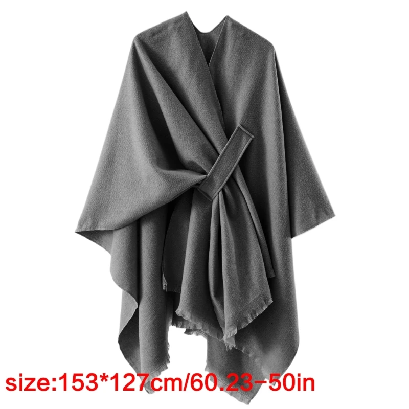 Schal-Poncho mit offener Vorderseite für Damen, übergroßer Winterpullover, klassischer Poncho-Schal mit offener Vorderseite