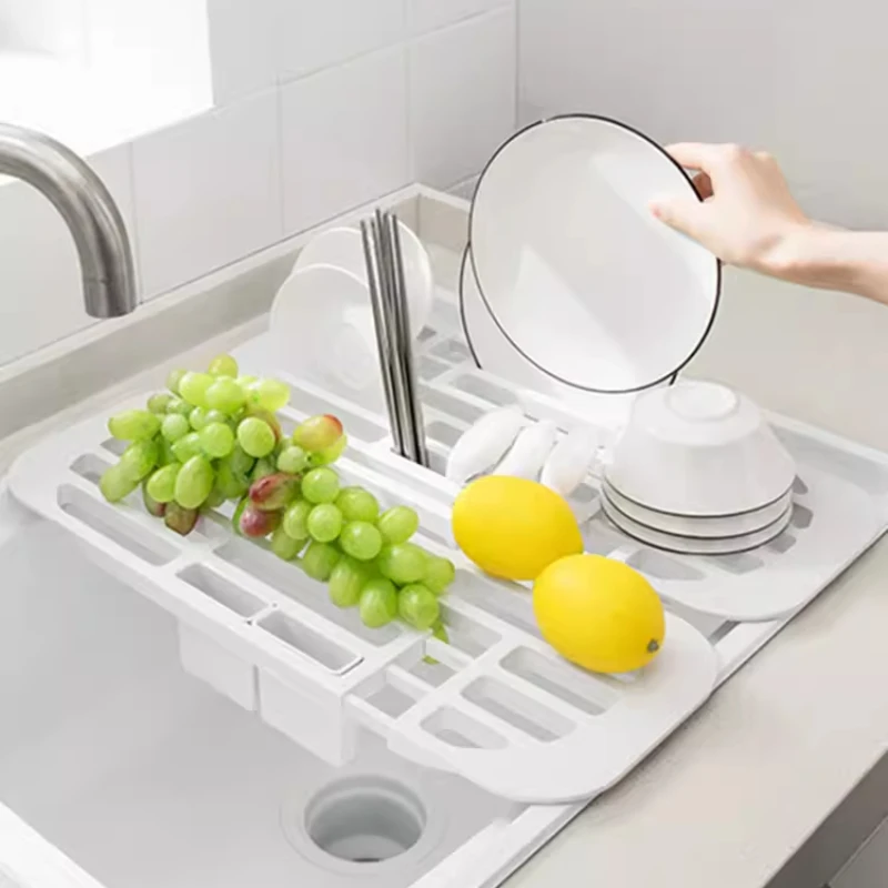 

Retractable Sink Storage Rack, Pull Drain Basket, Home Kitchen Countertop, Dish and Fruit and Vegetable Board, New