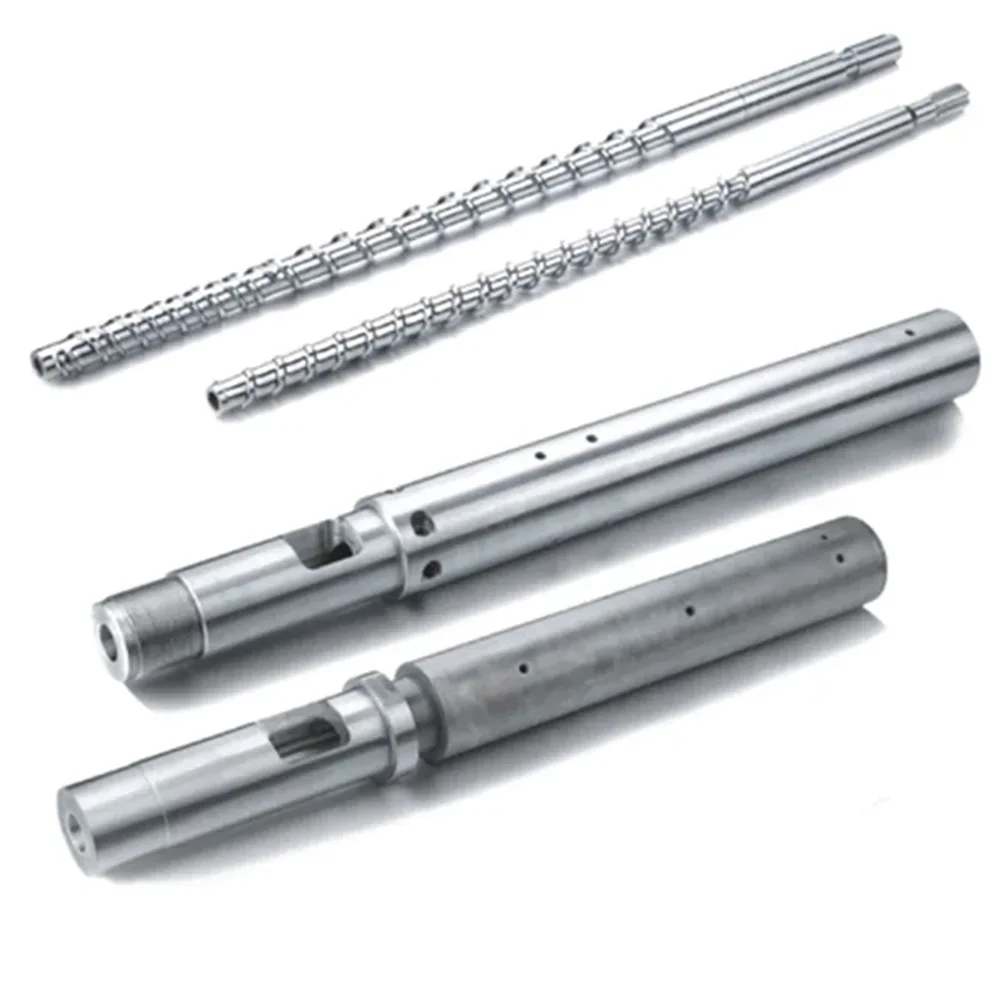 `Custom Bimetallic Screw and Barrel Set OEM Spare Parts For Injection Molding Extruder Machine Rubber PVC LDPE PP ABS PPS