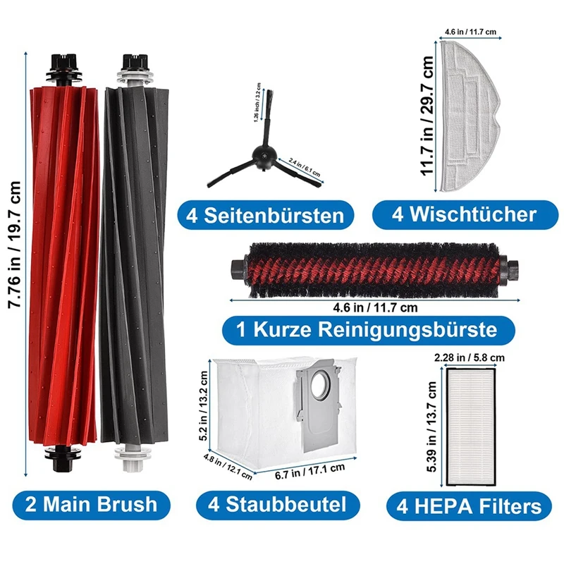 روبوروك-فرشاة رئيسية مزدوجة لمكنسة S8 برو الترا ، فرشاة جانبية ، فلتر هيبا ، أقمشة ممسحة ، قطع غيار ، ملحقات