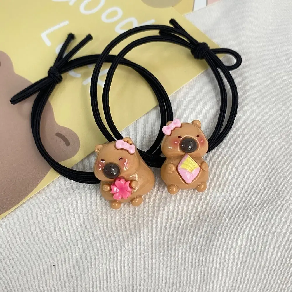 New Simple Capybara Hair Ties Cartoon Sweet Ponytail Holder Resin Elastic Hair Accessories