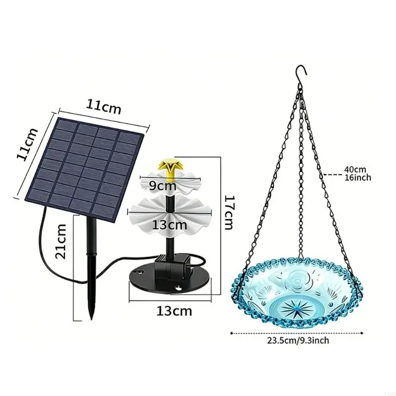 1set Solar-powered Multi-layer Direct-drive Fountain 4W Onocrystalline Split-type Fountain W/Split Oxygenator For Birds Ponds